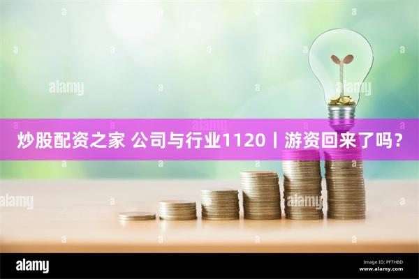 炒股配资之家 公司与行业1120丨游资回来了吗？